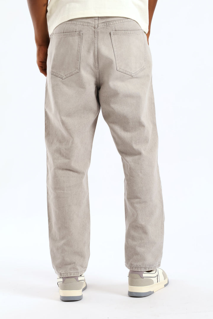Loose Fit Pintuck Fash Denim - Light Grey