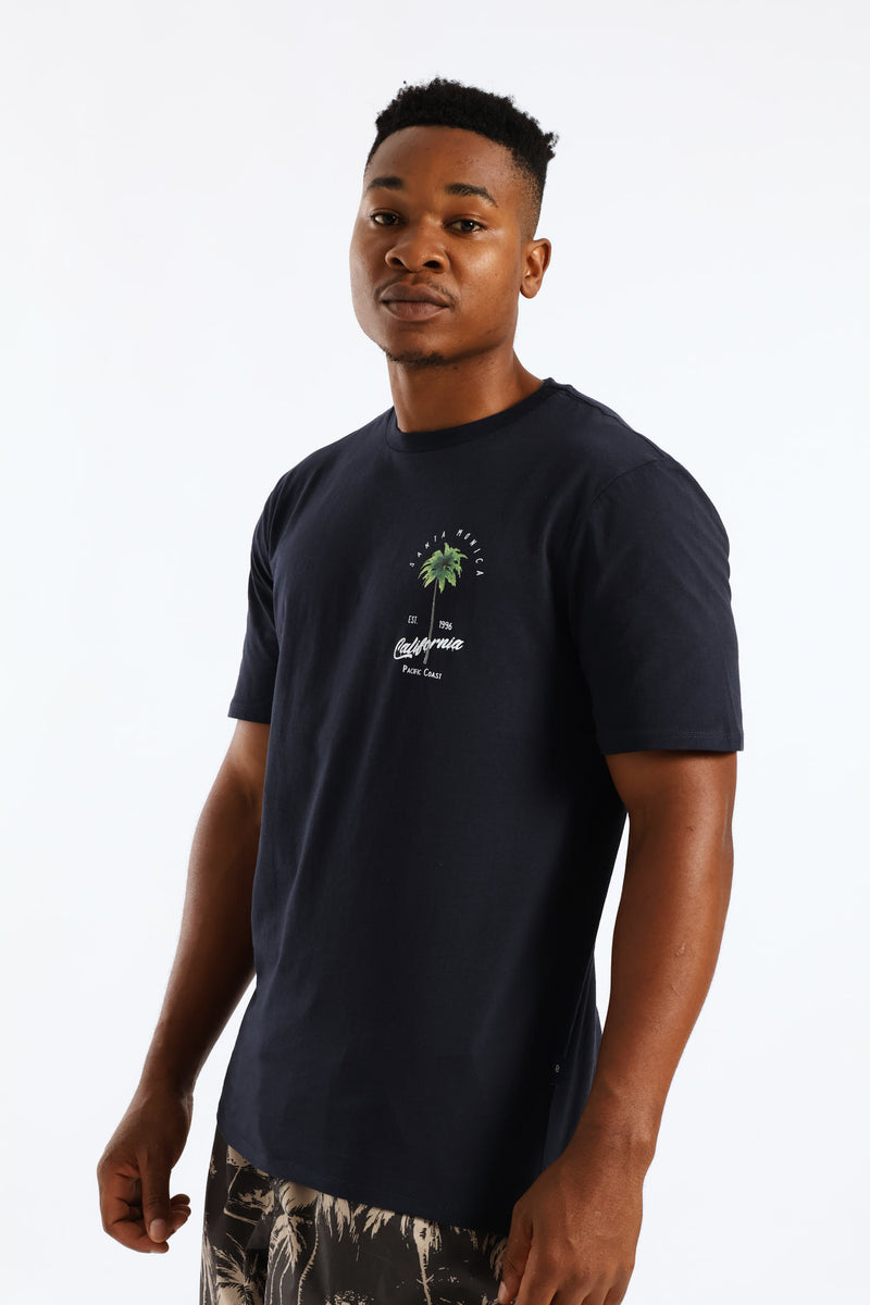 Santa Barbara Palm Front & Back Tee - Navy