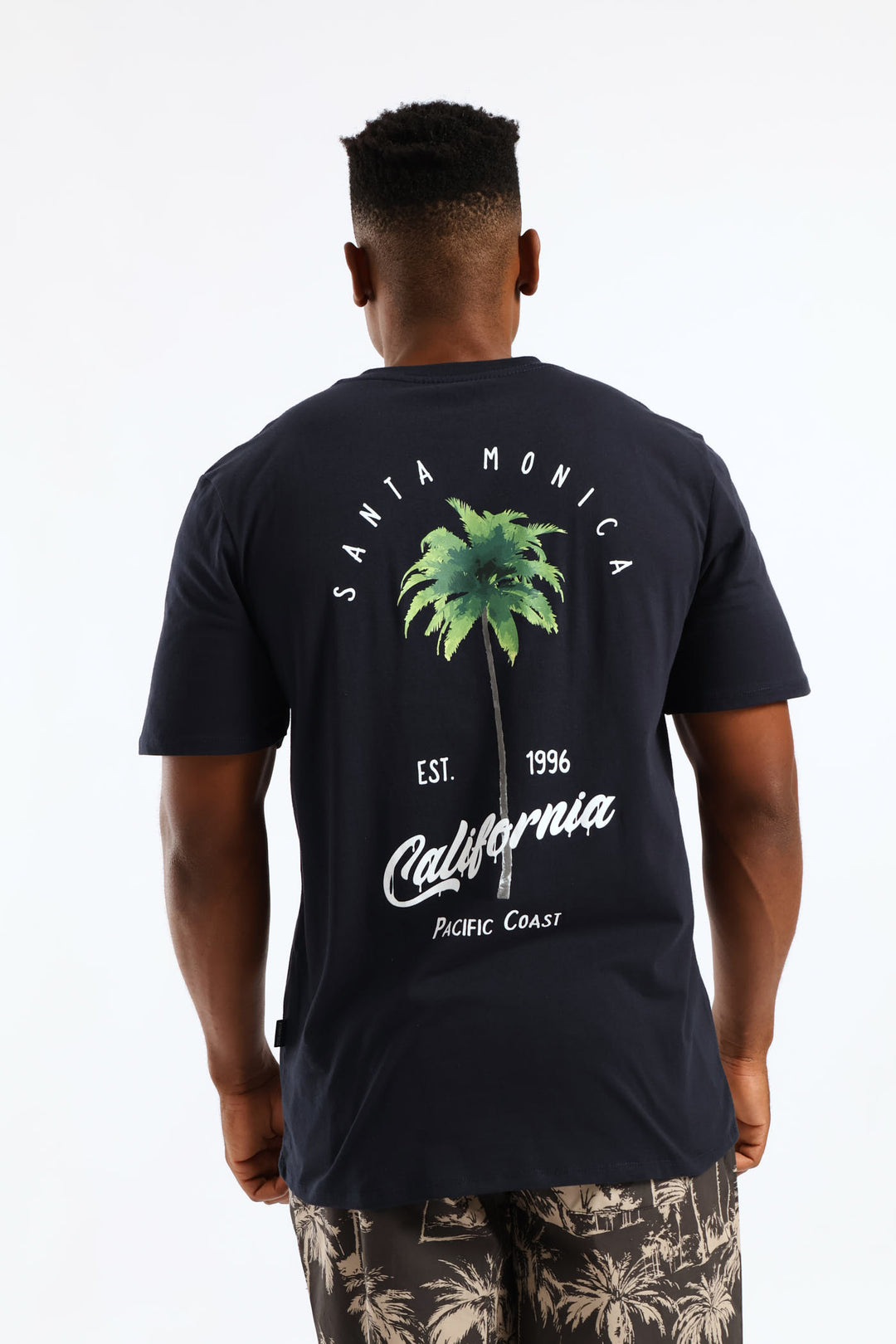 Santa Barbara Palm Front & Back Tee - Navy