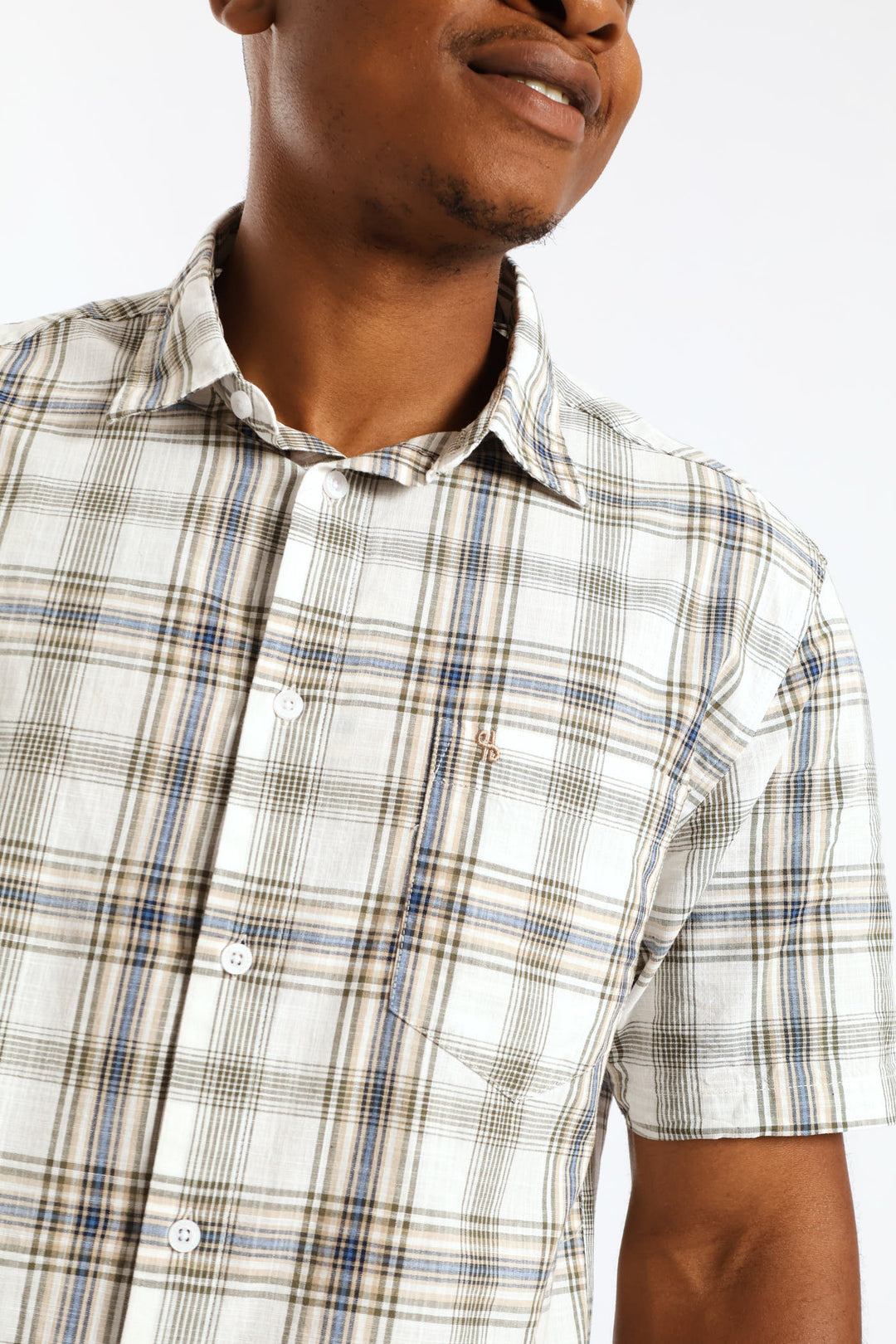 Regular Check Shirt - Ecru/Olive/Blue