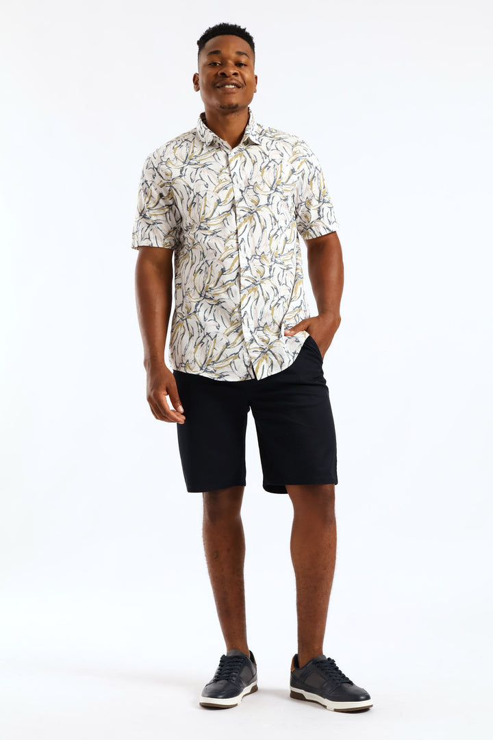 Floral Regular Shirt - White/Khaki