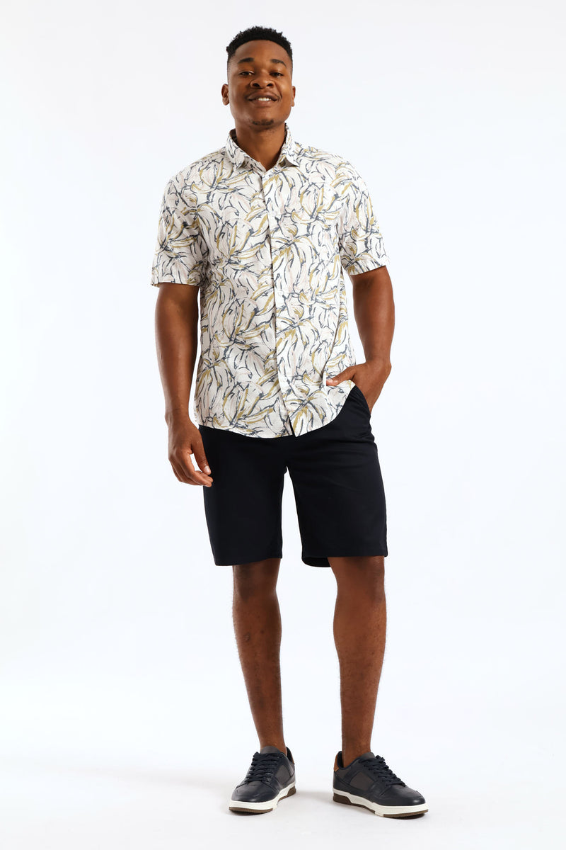 Floral Regular Shirt - White/Khaki