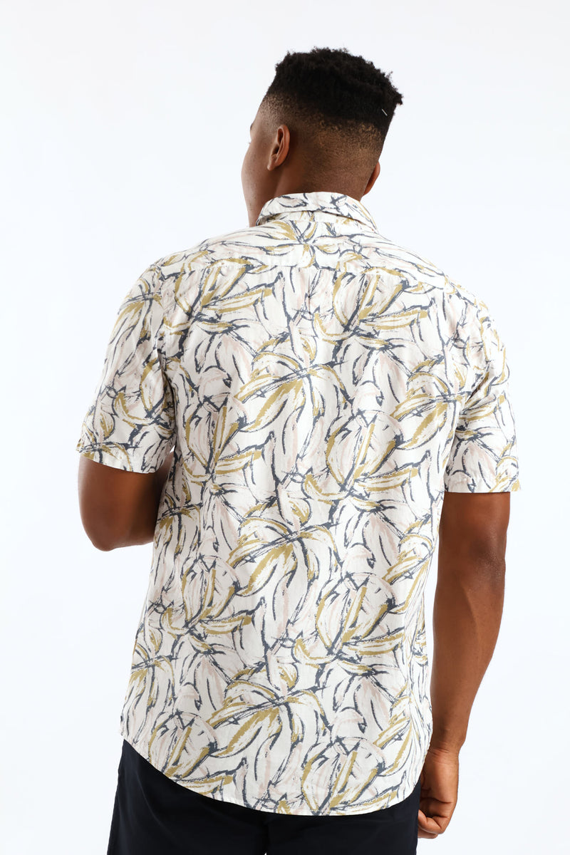 Floral Regular Shirt - White/Khaki