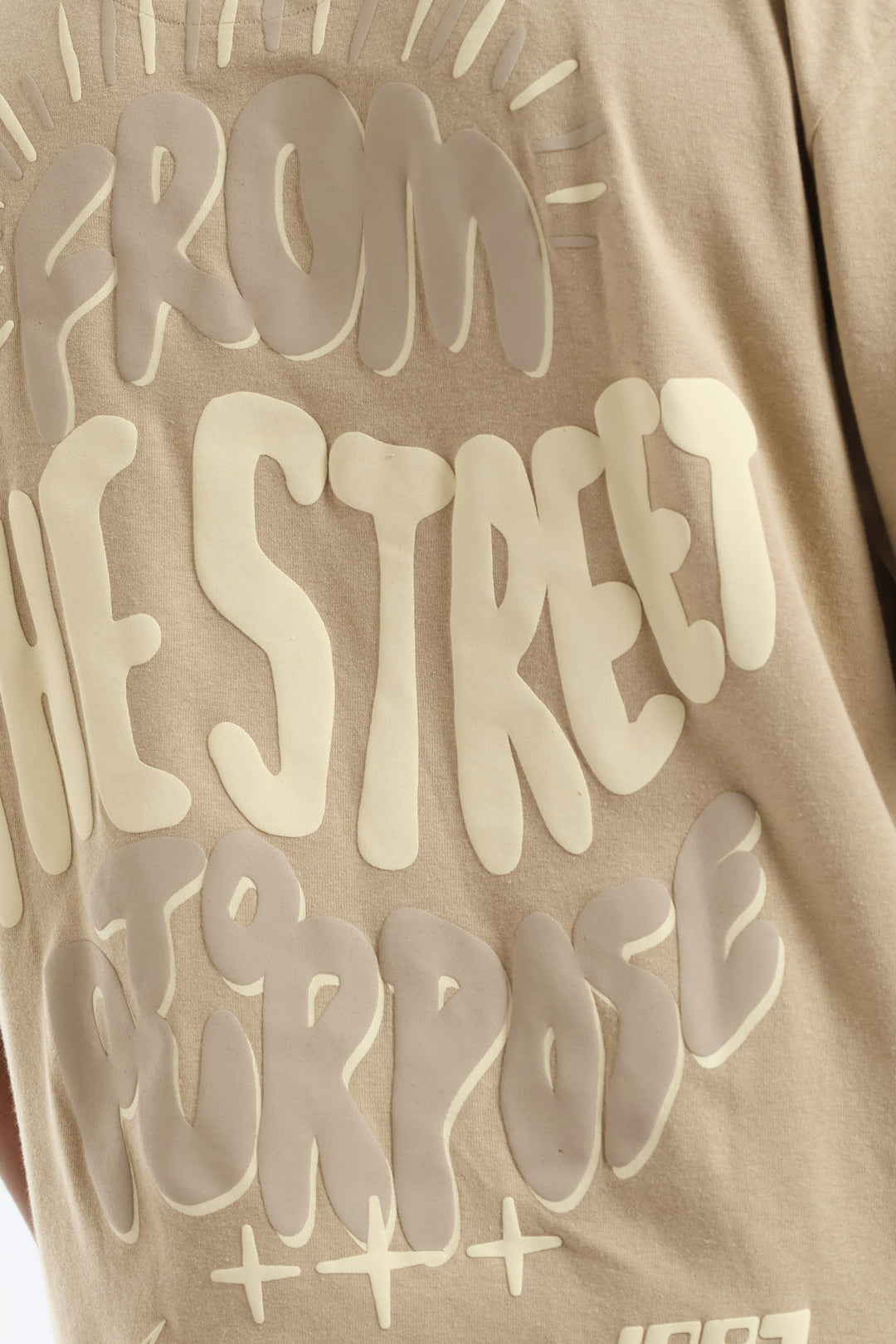 Puff Slogan Oversized Tee - Stone