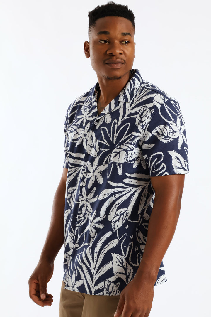 Island Floral Resort Shirt - Blue