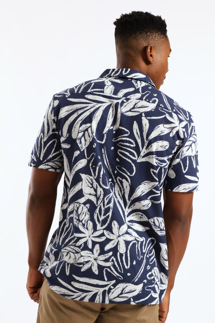 Island Floral Resort Shirt - Blue
