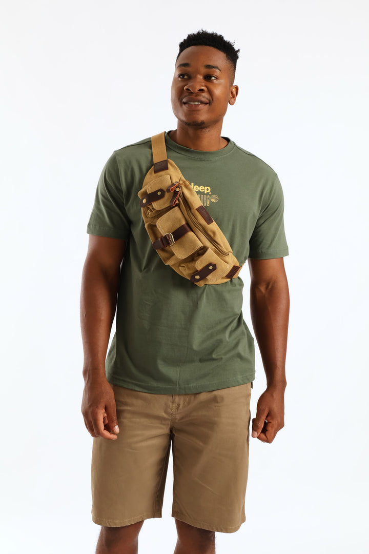 Canvas Crossbody Bag - Brown