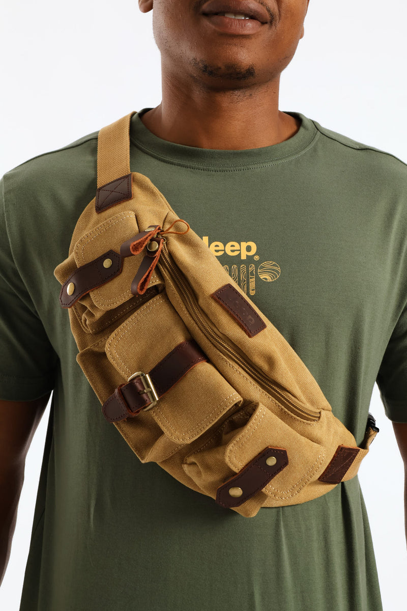 Canvas Crossbody Bag - Brown
