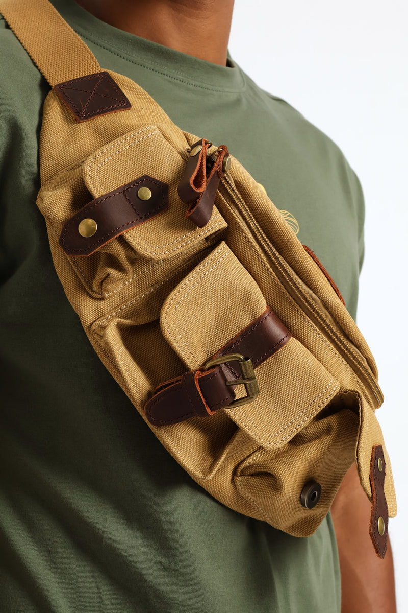 Canvas Crossbody Bag - Brown