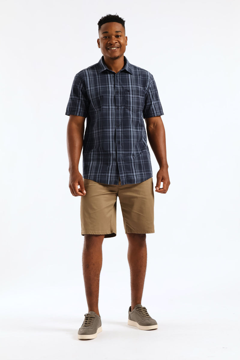 Regular Check Shirt - Navy