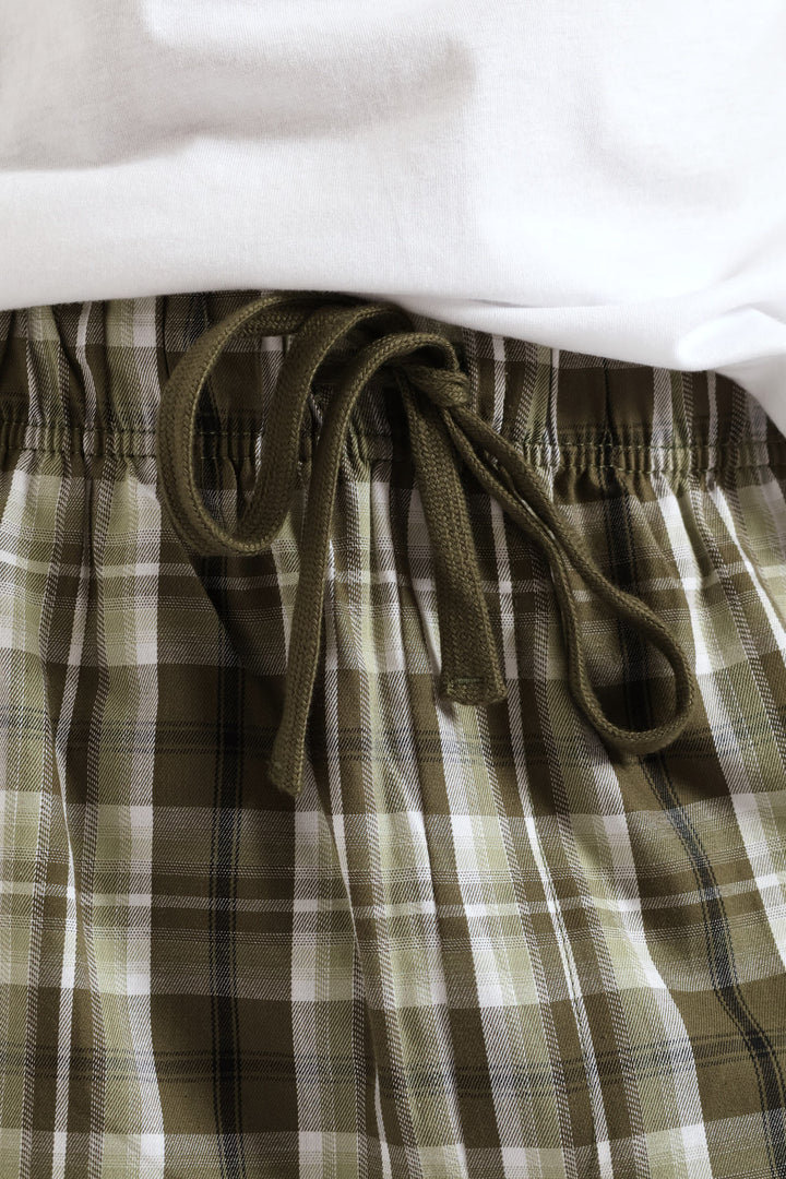 Check Woven Shorts - Olive/Black