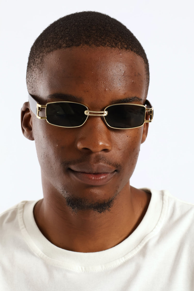 Retro Slim Metal Sunglasses - Gold