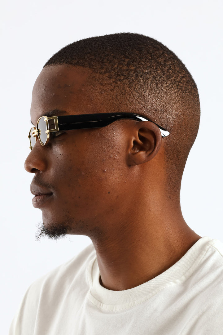 Retro Slim Metal Sunglasses - Gold
