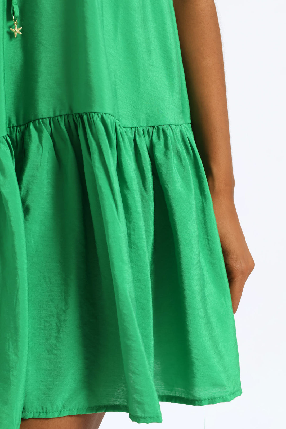 Plain Drop Waist Boxy Dress - Green