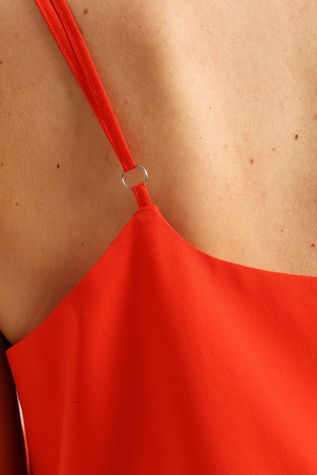 Strappy Tiered Poplin Maxi Dress with Pockets - Firey Red