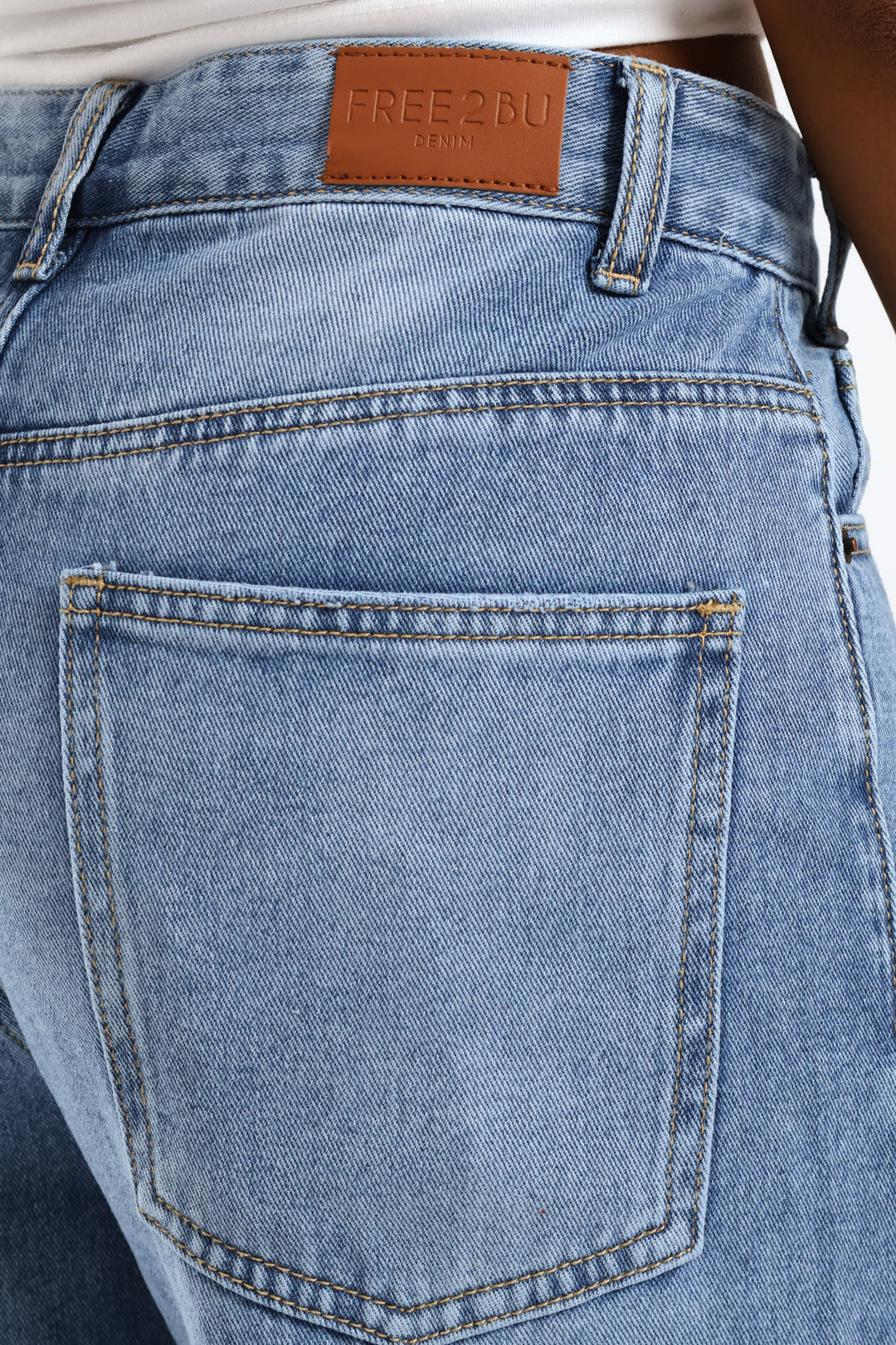 Asymmetrical Waistband Wide Leg Denim - Salty Mid Wash