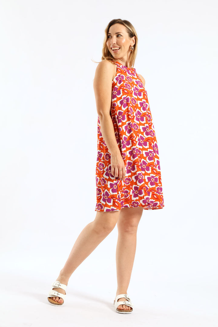 Halter Swing Mini Dress - Burnt Orange