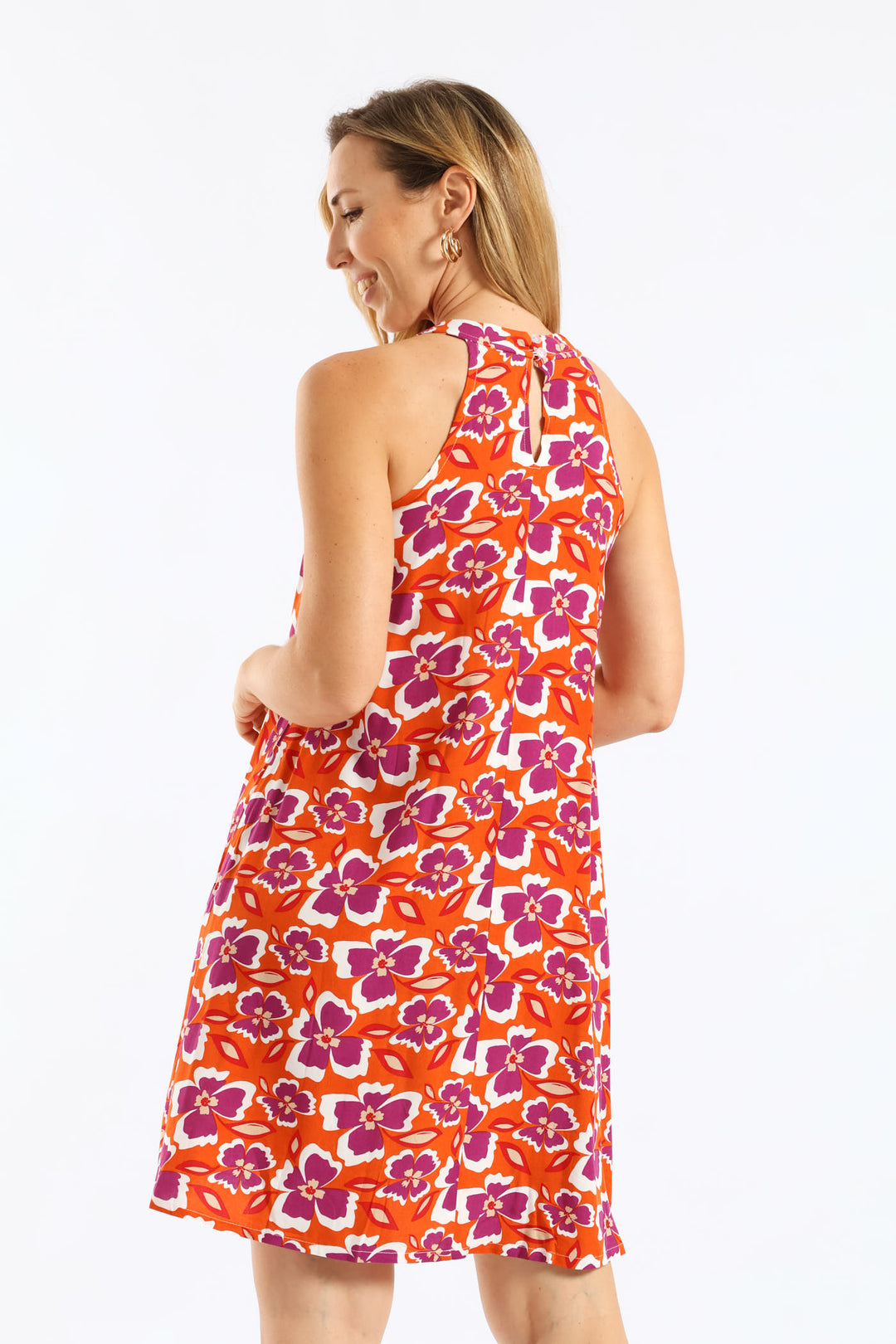 Halter Swing Mini Dress - Burnt Orange