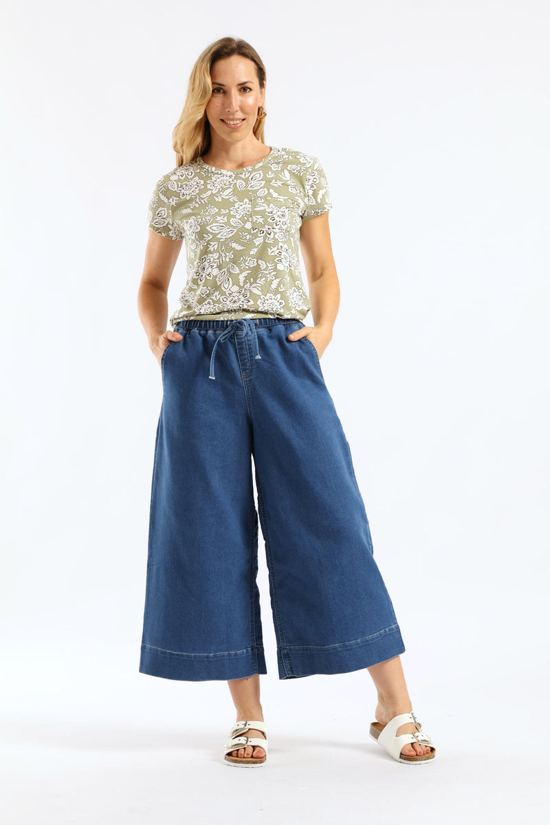 Short Sleeve Print Pocket Tee - Fatigue/Cream