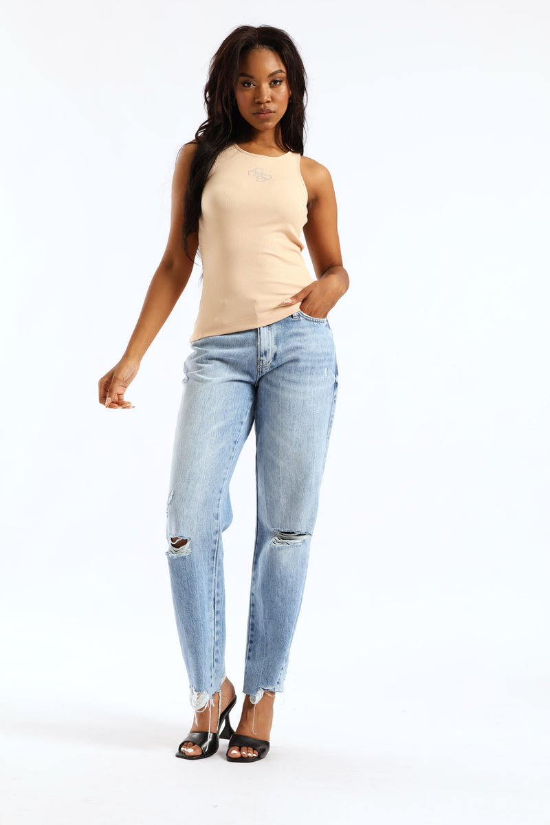 Round Neck Guendalina Top - Neutral