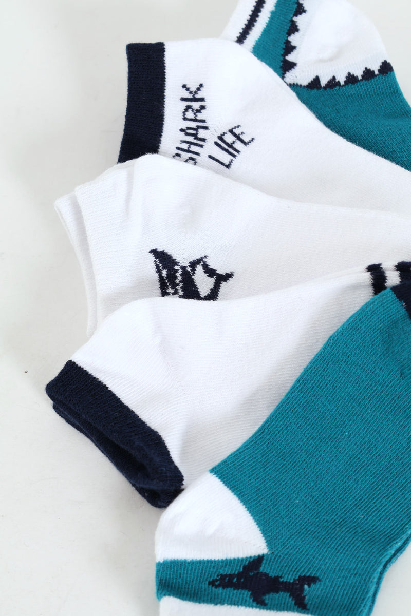 Pre-Boys 5 Pack Low Cut Shark Socks - Navy