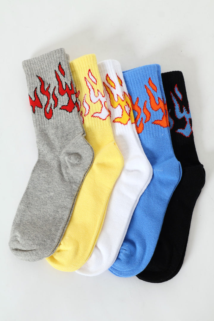 Boys5 Pack Flame Happi Anklet Socks - Multi