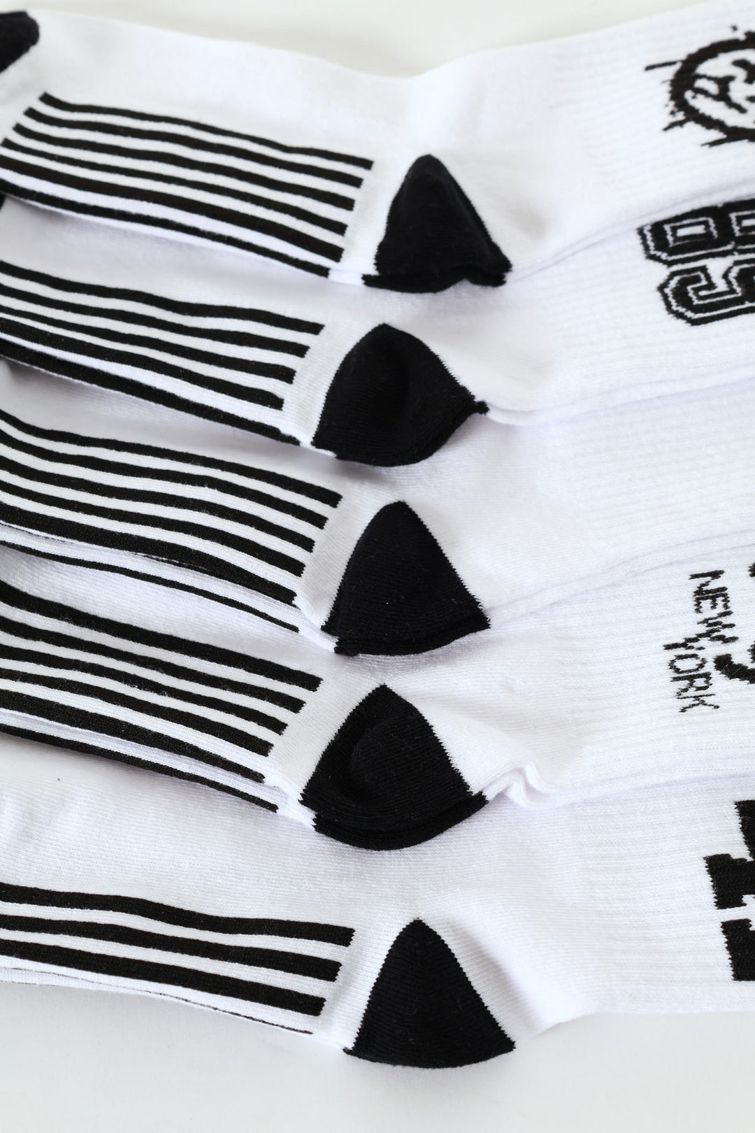 Boys 5 Pack Novelty Letter Pattern Anklet Socks - White