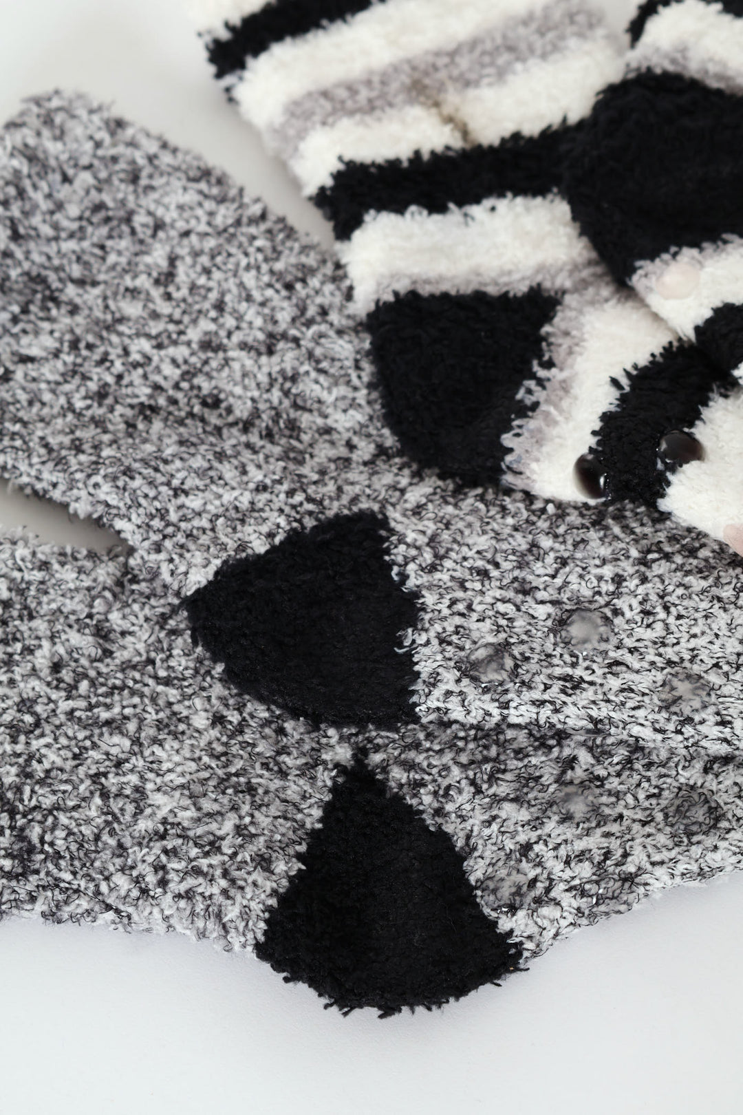 Pre-Boys 2 Pack Striped Fluffy Socks - Grey