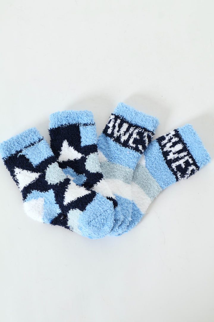 Pre-Boys Awesome Striped Fluffy Socks - Blue