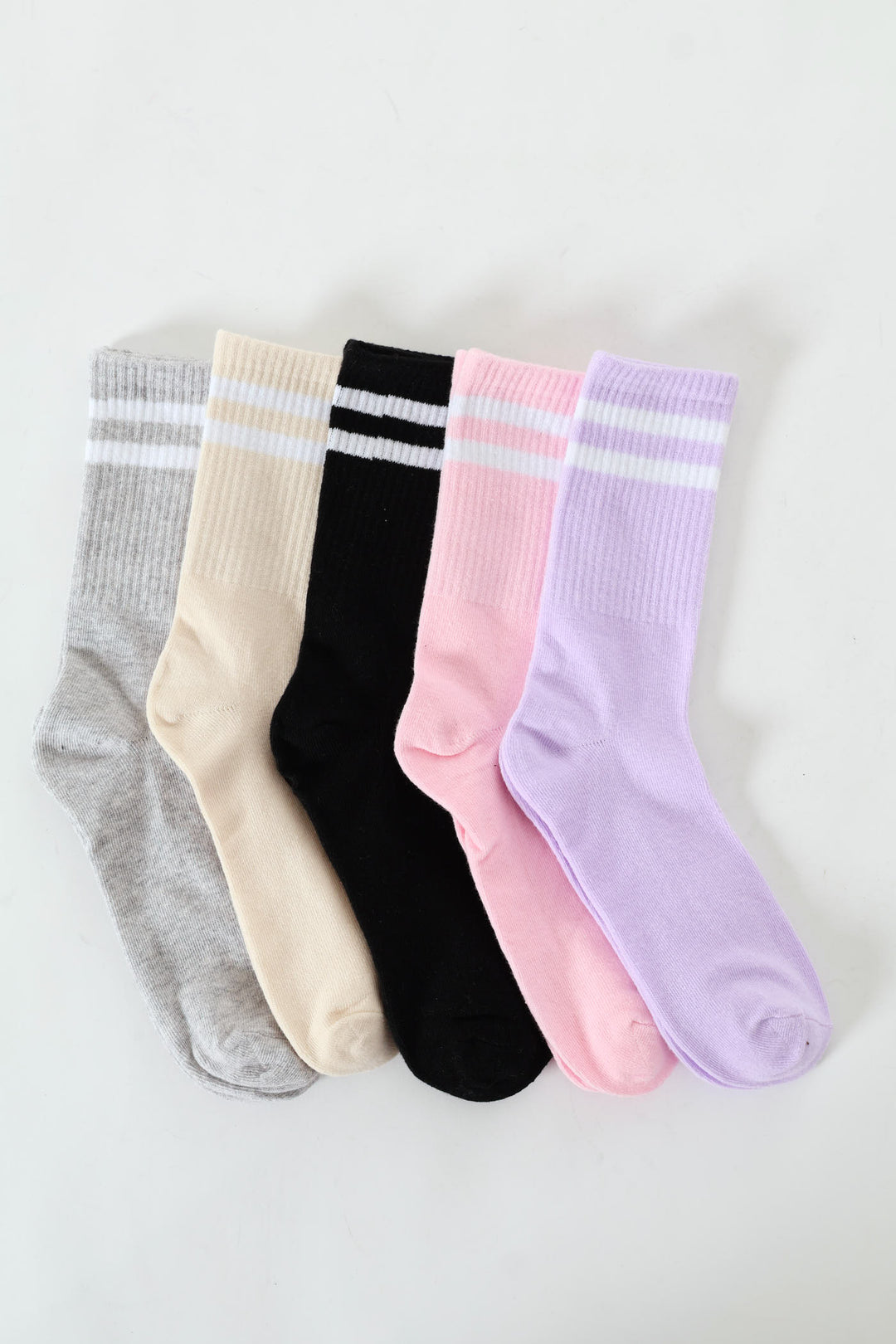 Girls 5 Pack Striped Anklet Socks - Multi