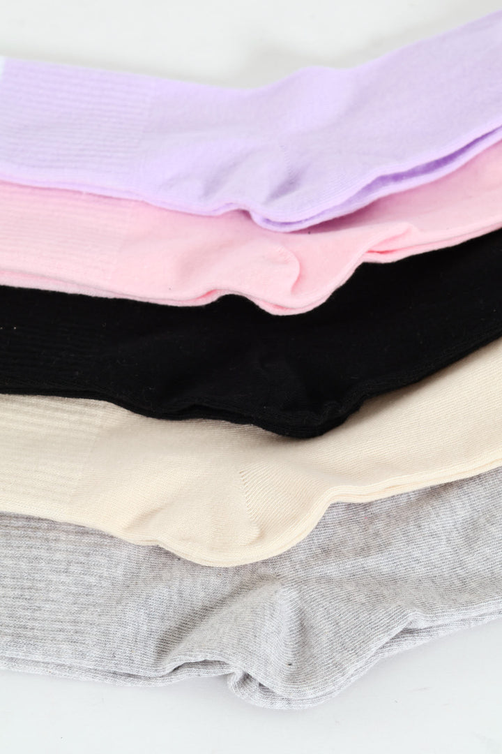 Girls 5 Pack Striped Anklet Socks - Multi