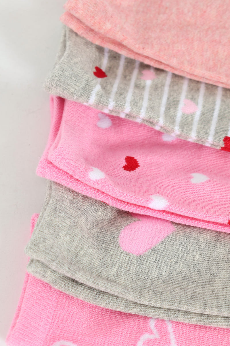 5 Pack Hearts Crew Socks - Multi
