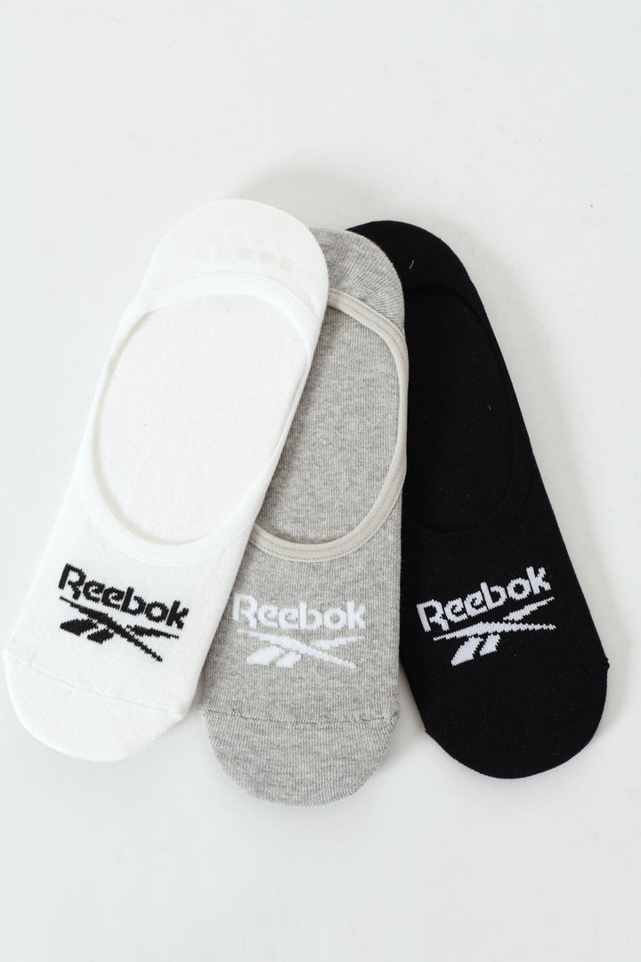 3 Pack Sport No Show Socks - White/Black/Grey