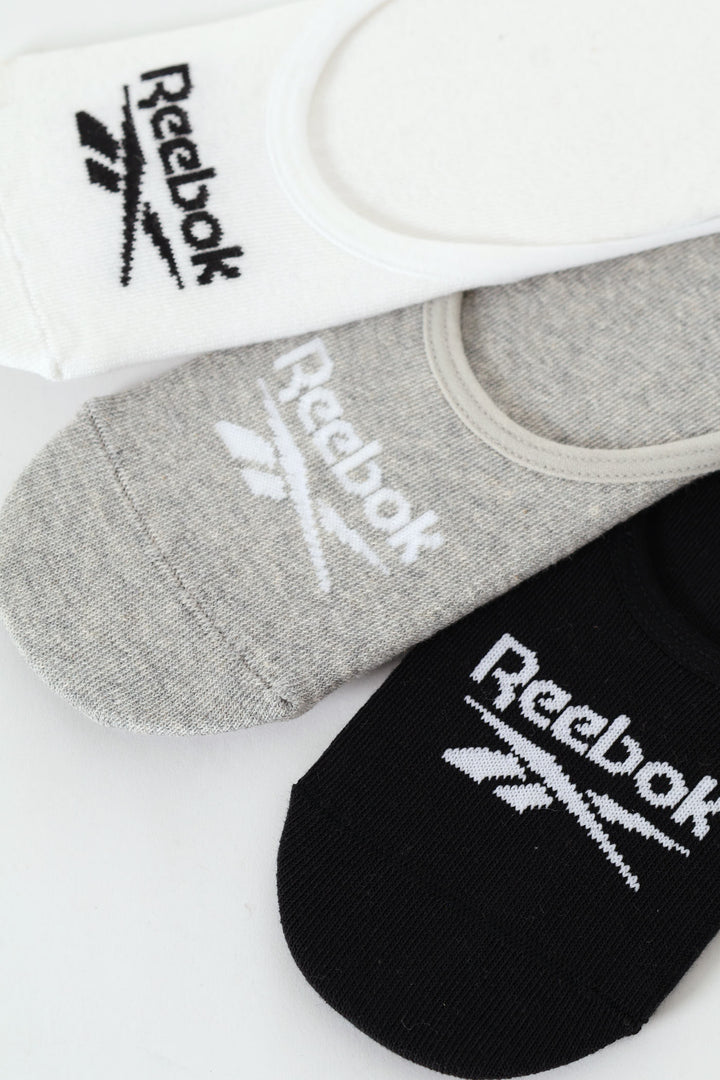 3 Pack Sport No Show Socks - White/Black/Grey