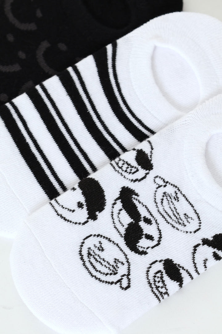 Pre-Boys 3 Pack Emoji Secret Socks - Black/White