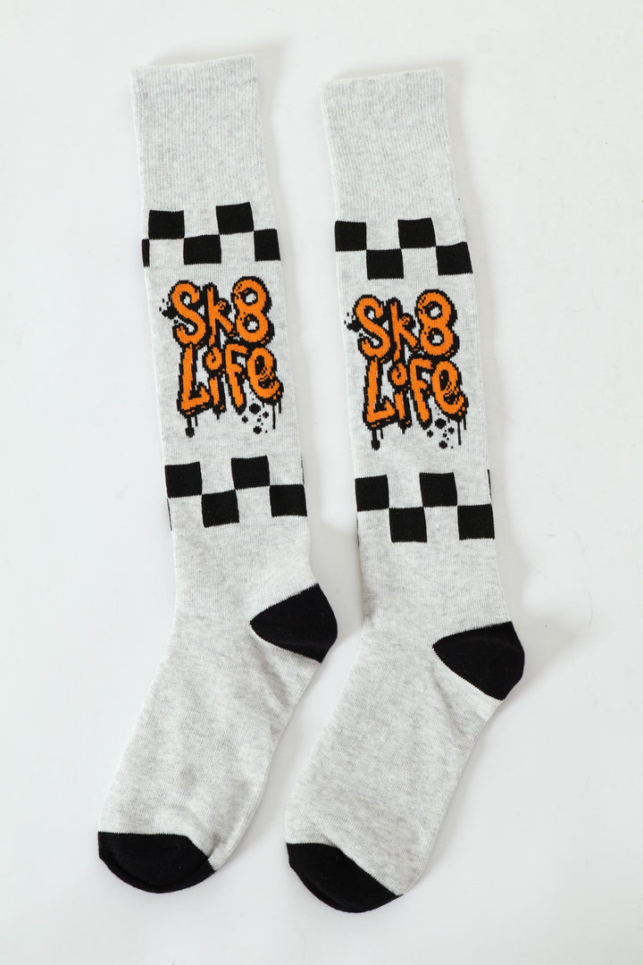 Boys Skatelife Kneehigh Socks - Grey