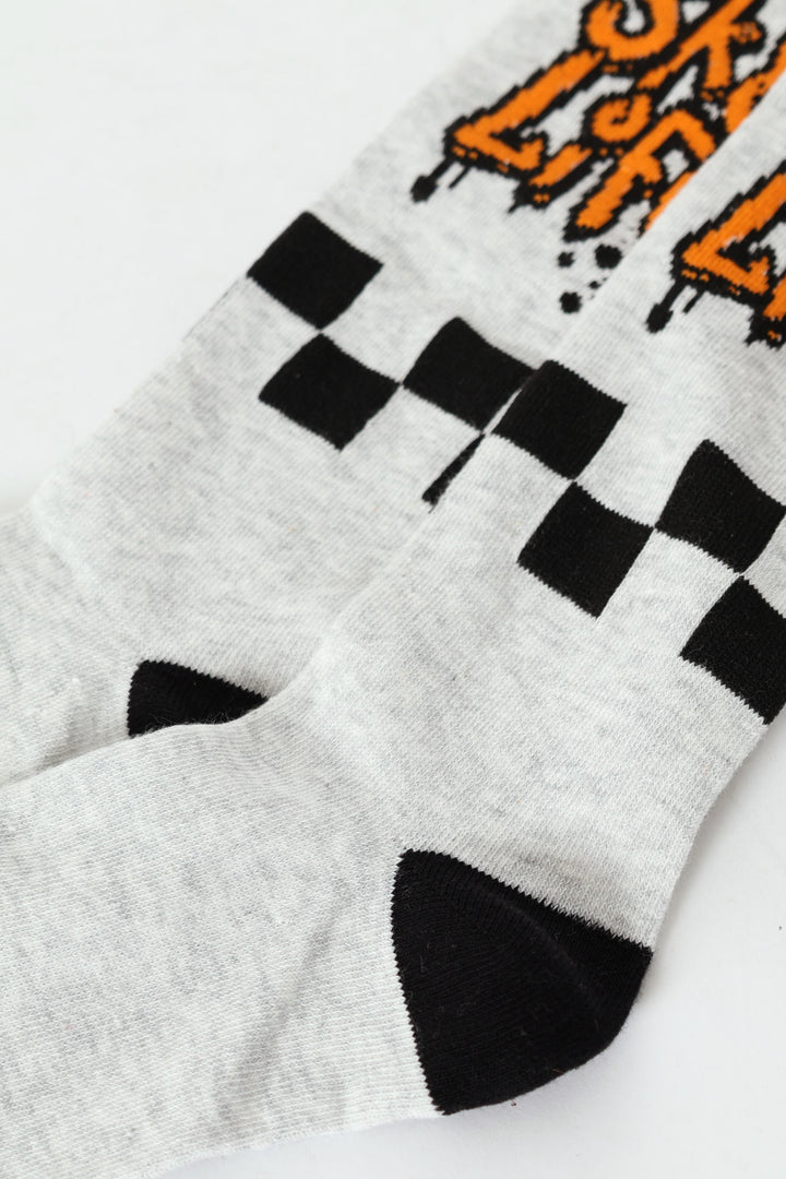 Boys Skatelife Kneehigh Socks - Grey