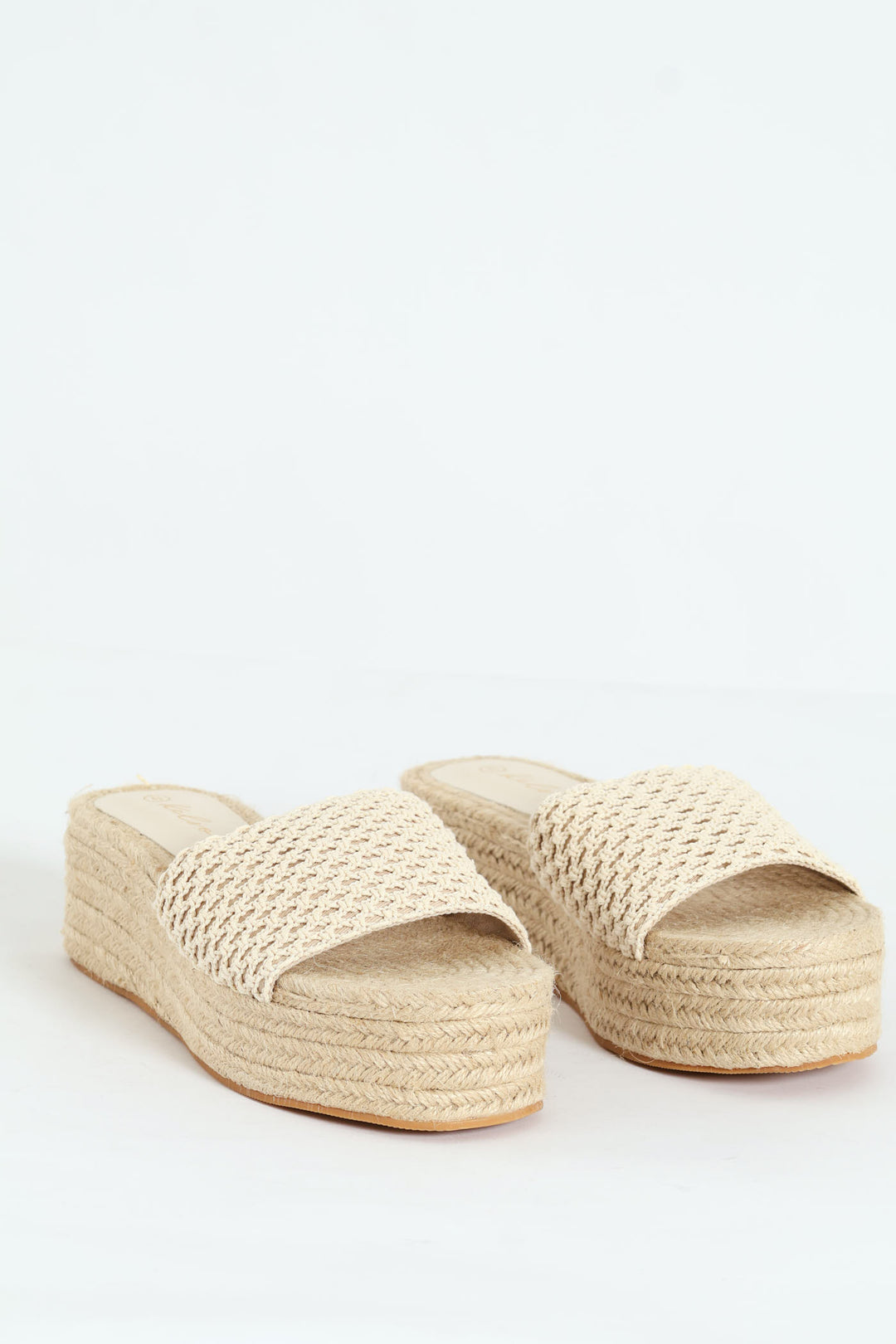 Single Banded Mule Espadrille Flatform Sandal - Natural
