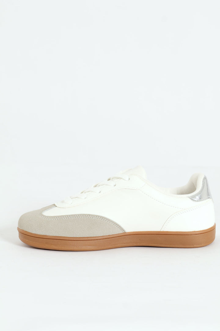 Girls Gum Sole Sneaker - White/Silver