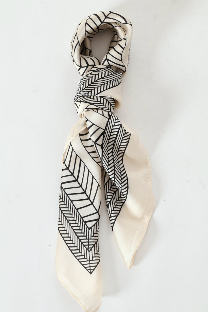 Geo Print Satin Feel Scarf - White