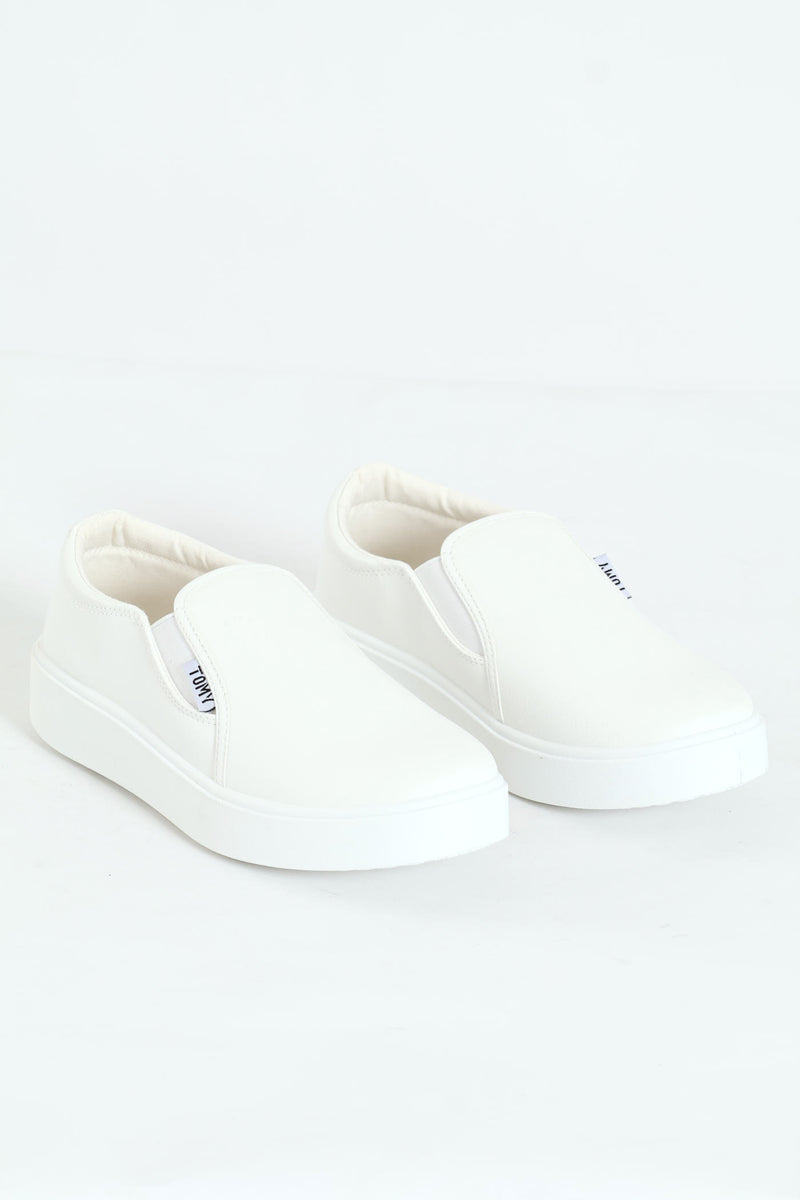 Parker Side Gusset Slip On - White