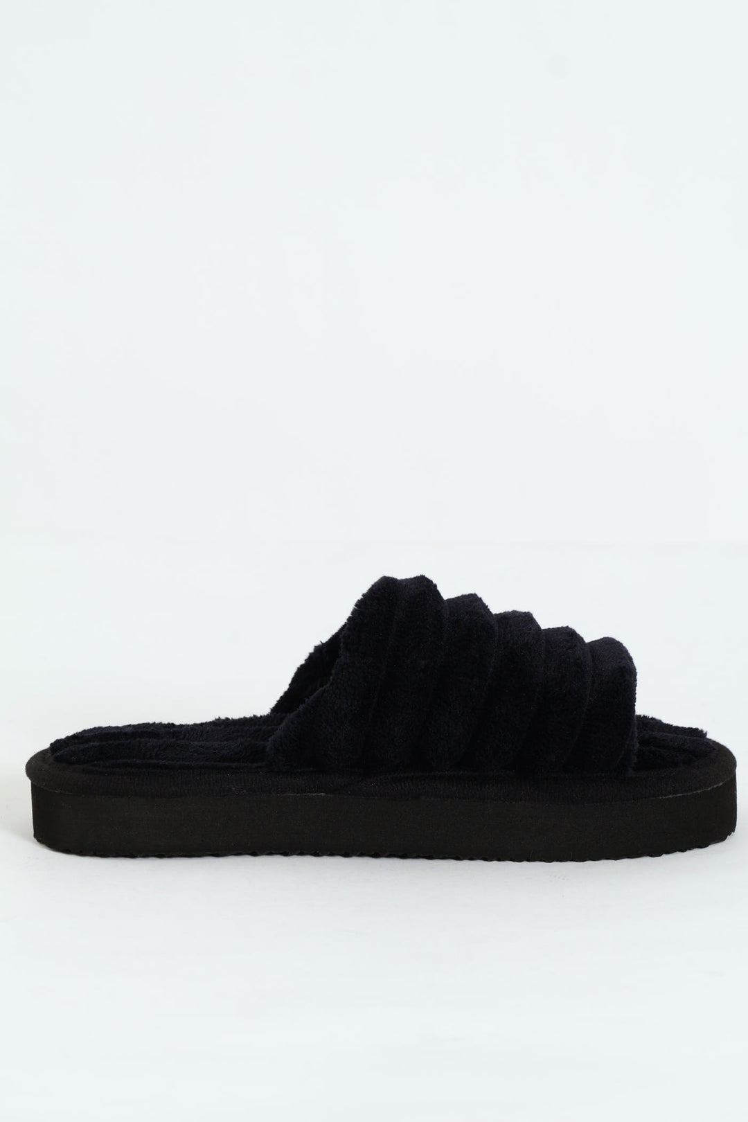Eva Ribbed Single Band Mule Slipper - Black