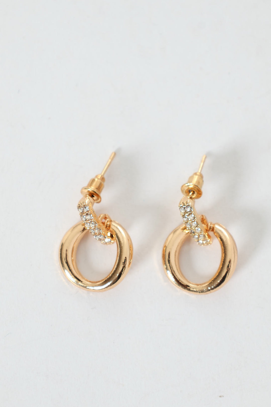 Diamante Small Door Knocker Earring - Gold