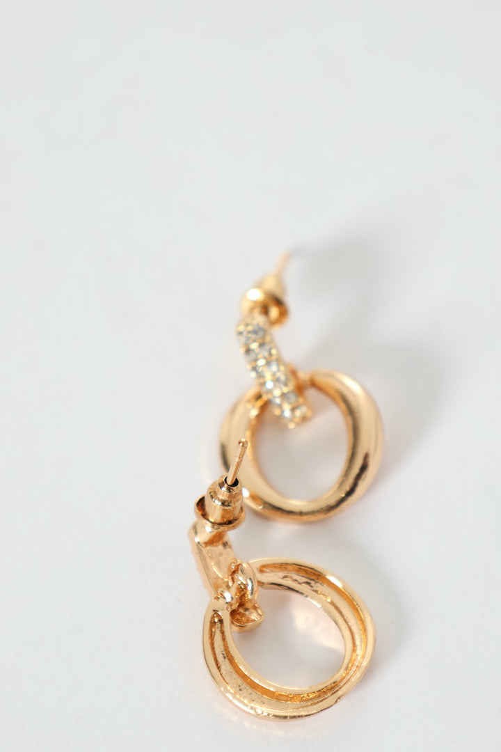 Diamante Small Door Knocker Earring - Gold