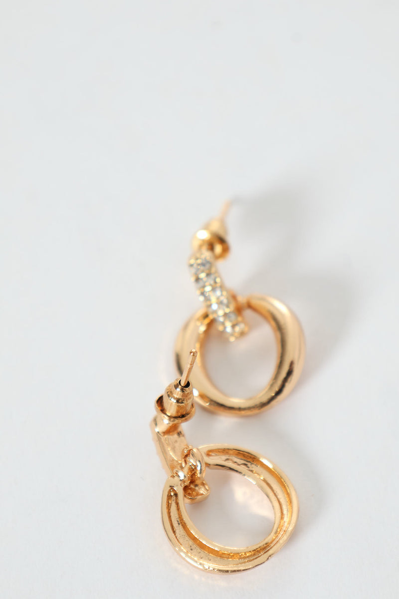 Diamante Small Door Knocker Earring - Gold