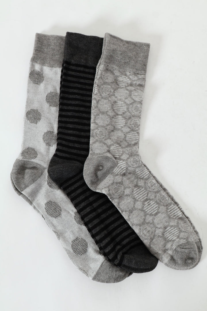 3 Pack Anklet Socks - Grey