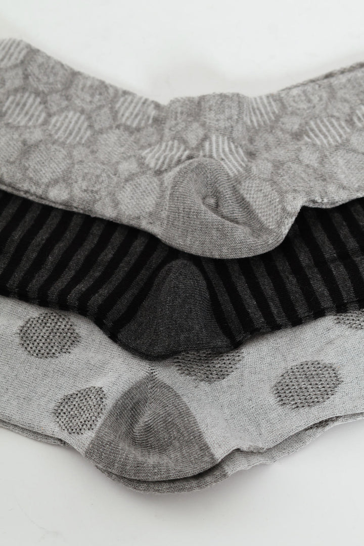 3 Pack Anklet Socks - Grey