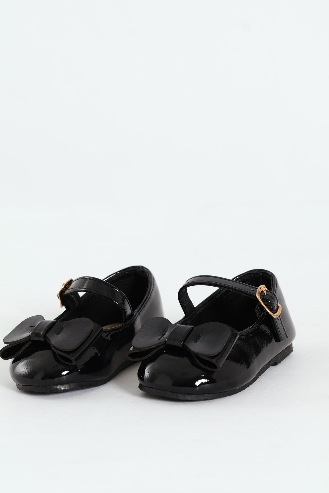 Baby Girls Patent Pump With Bow - Black