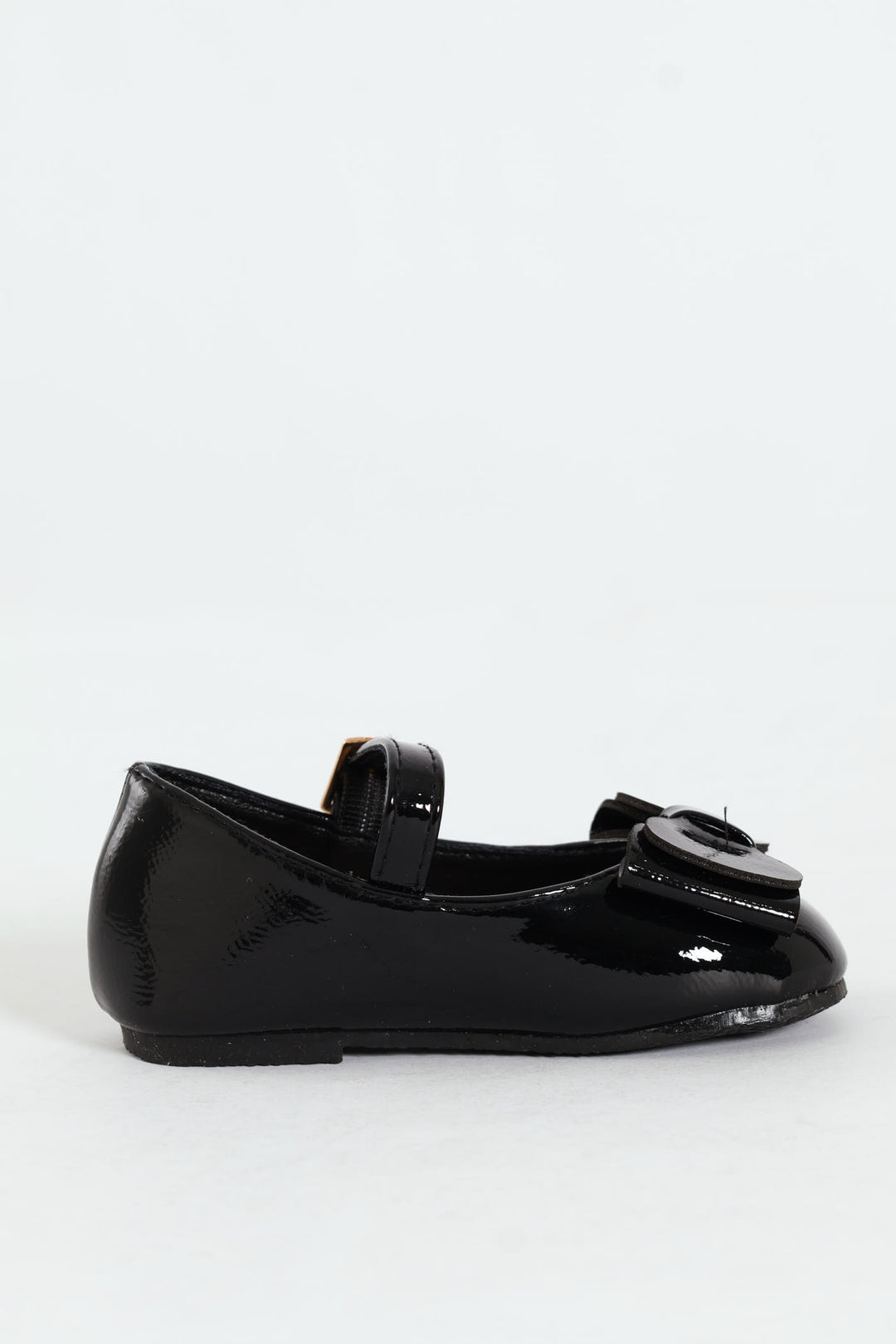 Baby Girls Patent Pump With Bow - Black