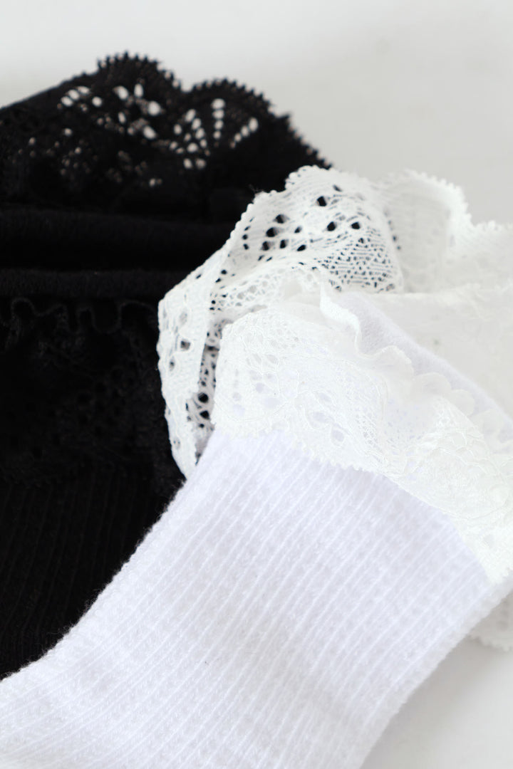 2 Pack Lace Knee High Sock - Multi